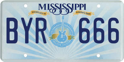 MS license plate BYR666
