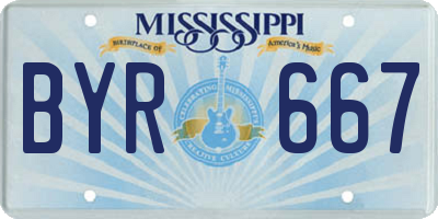 MS license plate BYR667