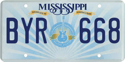 MS license plate BYR668