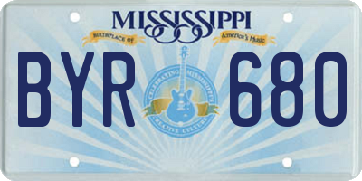 MS license plate BYR680