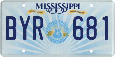 MS license plate BYR681