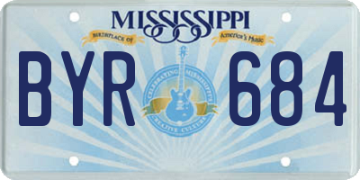 MS license plate BYR684