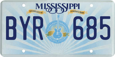 MS license plate BYR685
