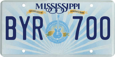MS license plate BYR700
