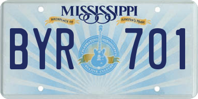 MS license plate BYR701