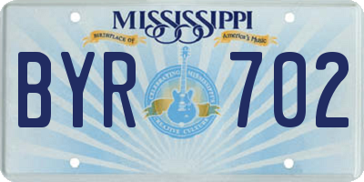 MS license plate BYR702