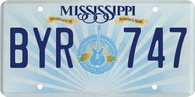 MS license plate BYR747