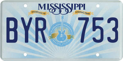 MS license plate BYR753