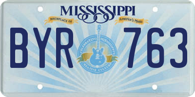 MS license plate BYR763