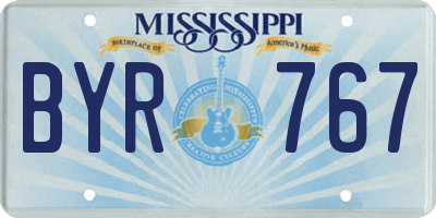 MS license plate BYR767