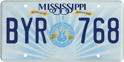 MS license plate BYR768