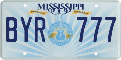 MS license plate BYR777