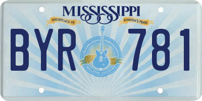 MS license plate BYR781