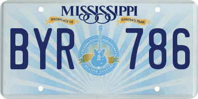 MS license plate BYR786