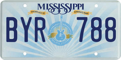 MS license plate BYR788