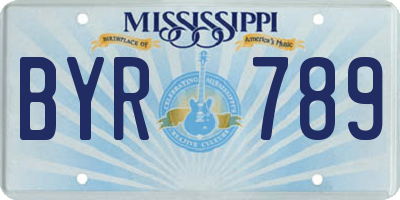 MS license plate BYR789