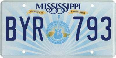MS license plate BYR793