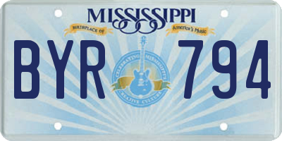 MS license plate BYR794