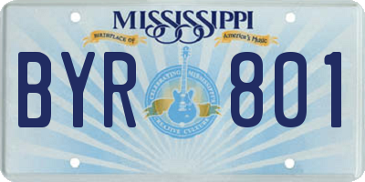 MS license plate BYR801