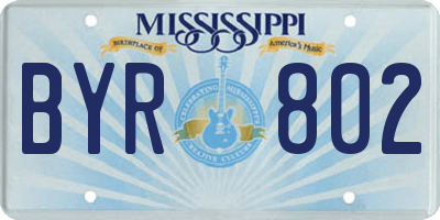 MS license plate BYR802