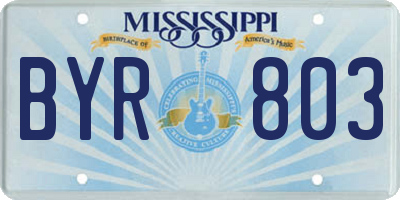 MS license plate BYR803