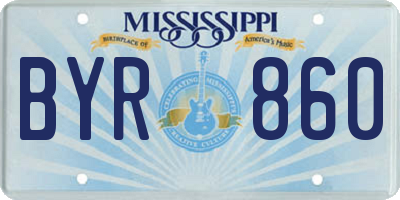 MS license plate BYR860
