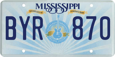MS license plate BYR870