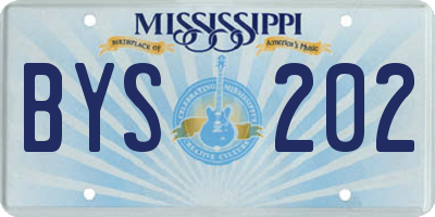 MS license plate BYS202