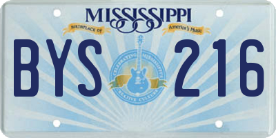 MS license plate BYS216