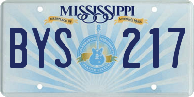 MS license plate BYS217