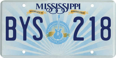 MS license plate BYS218