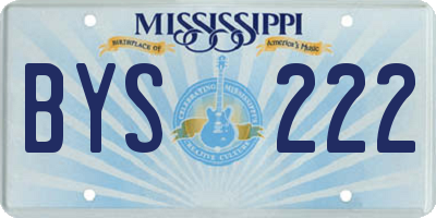 MS license plate BYS222
