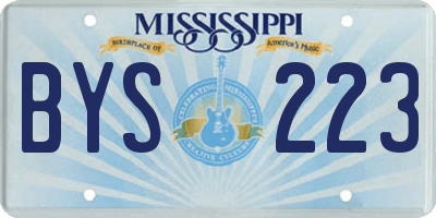 MS license plate BYS223