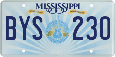 MS license plate BYS230