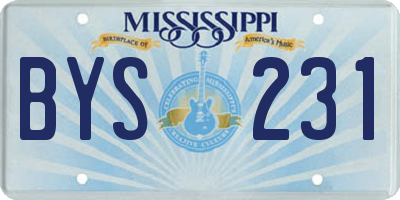 MS license plate BYS231