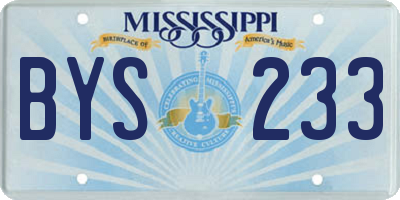MS license plate BYS233