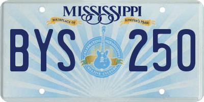MS license plate BYS250