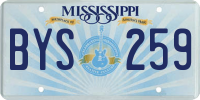 MS license plate BYS259