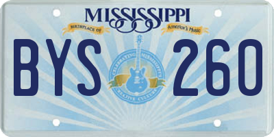 MS license plate BYS260