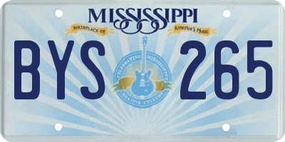 MS license plate BYS265