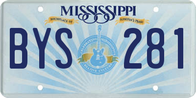MS license plate BYS281