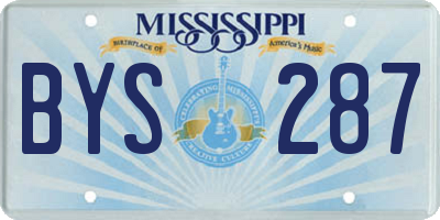 MS license plate BYS287