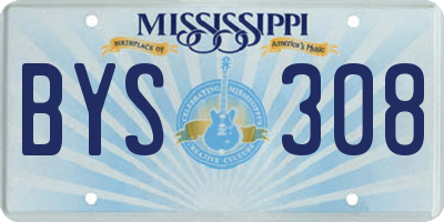 MS license plate BYS308