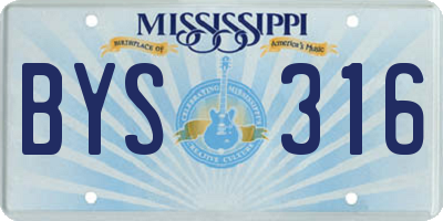 MS license plate BYS316