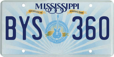 MS license plate BYS360