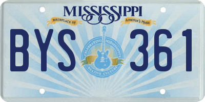 MS license plate BYS361