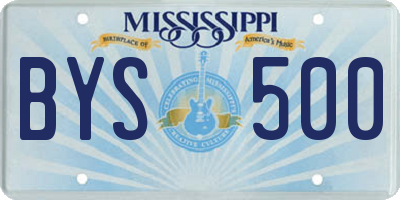 MS license plate BYS500