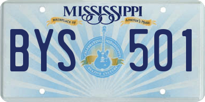 MS license plate BYS501