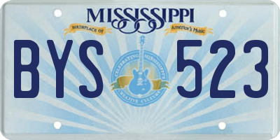 MS license plate BYS523