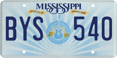 MS license plate BYS540